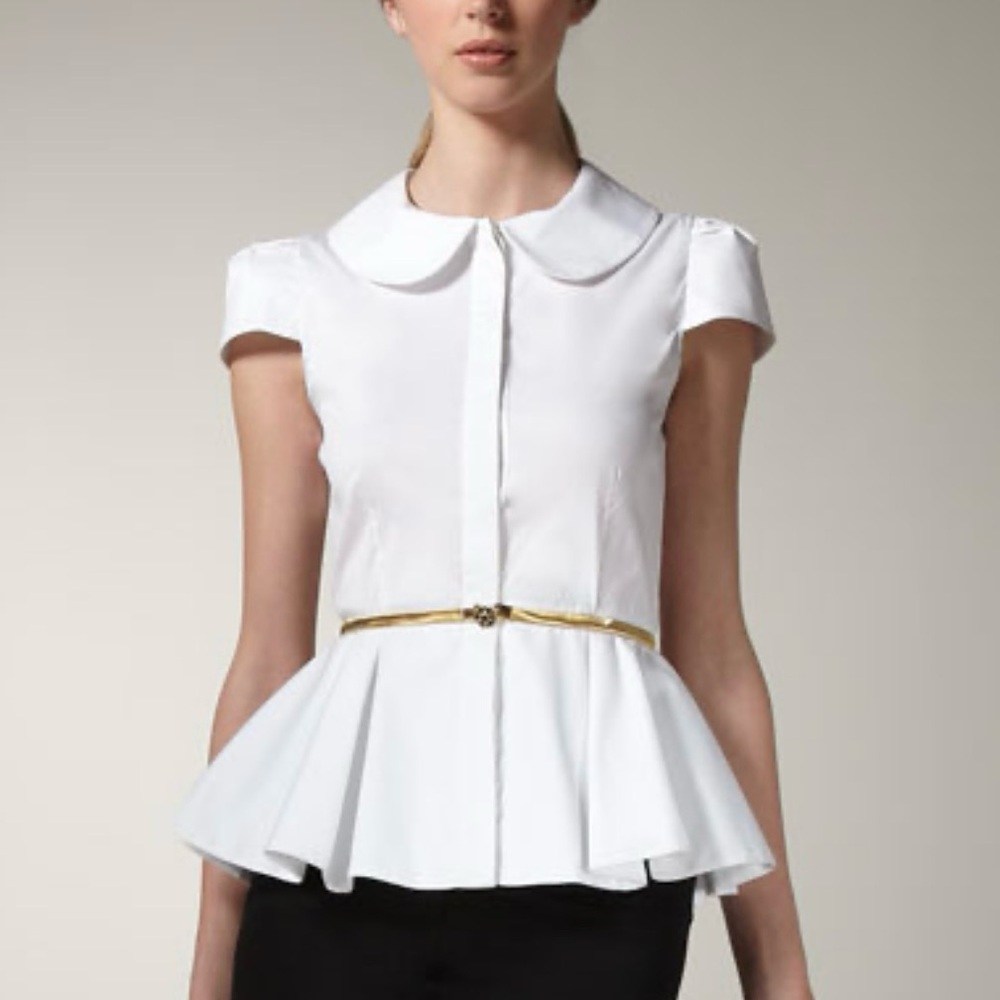 new Alice + Olivia Cream Peplum Blouse – Size XS-S - Picture 7 of 10